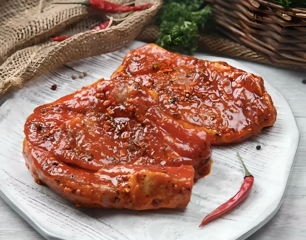 Připravte marinádu z rajčat a papriky a potřete jí maso. Bude chutné a křupavé.