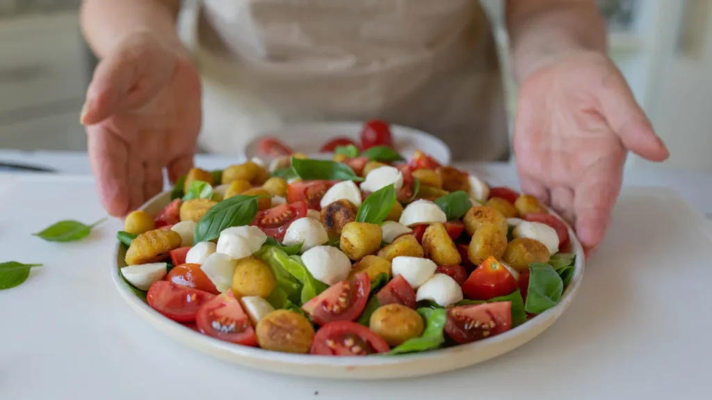 Poprvé ne bramborový salát: salát gnocchi s bazalkovým pestem – opravdová báseň!